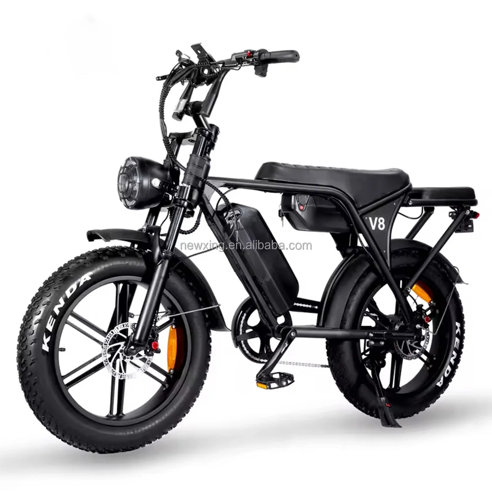 C80 Black Fat Bike 250watt 750W/1000w 48v Rear Hub Motor Fast Hybrid  Chopper Bike E-bike V8 Electric Bicycle E Bike