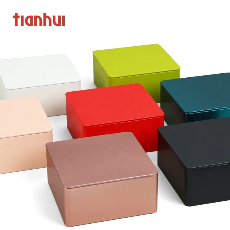 Square Storage  Cookie Packaging Jewelry Tea Gift Tin Metal Boxes