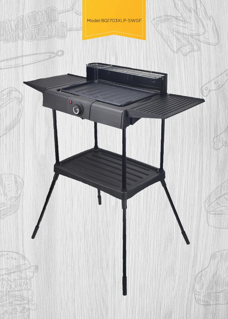 Indoor / Outdoor 1700-2000 Watt Stand Electric Bbq Grill With Food ...