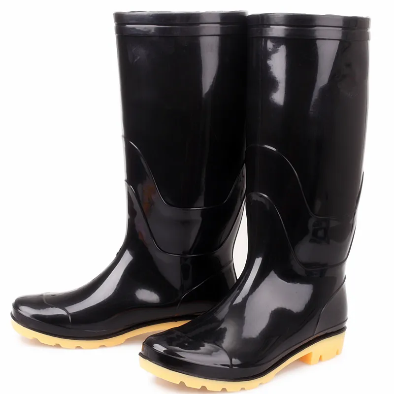 glossy black rain boots