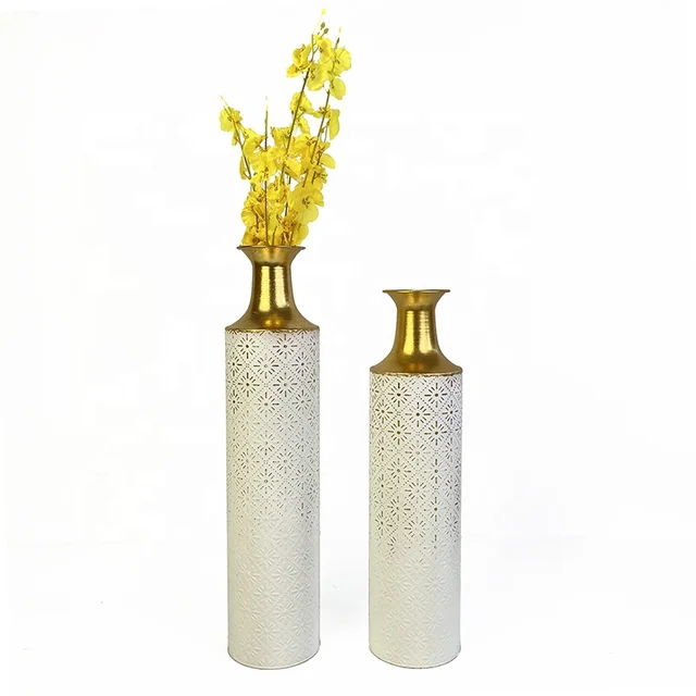 Lander Luxury Bohemian Style Elegant Gold Floor Decorative Metal Table Vase Iron Flower Pot for Wedding Decor