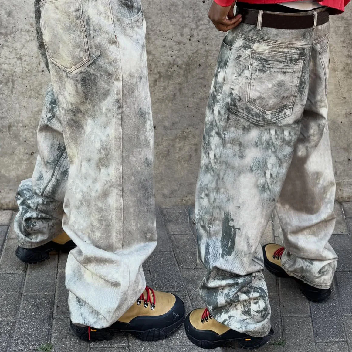 SALATI Custom Low-waistline Oversized Straight Fit Streetwear Vintage Dirty Acid Wash Stacked Denim Pants Men's Jeans Trousers gallery 7