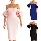 Dresses Dress Party Knee Length Pink Corset Ruffled Dresses Women Party Bandage Strapless Bodycon Dress Woman Evening Dressers