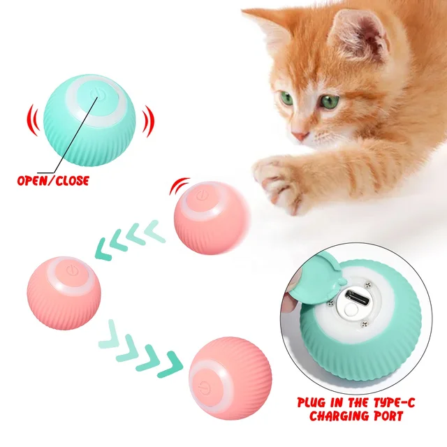 300 Electric Pet Cat Toys Automatic Rolling Smart Cat Ball Training Self-moving Kitten Toy Cat Playing Indoor Interactive Toys