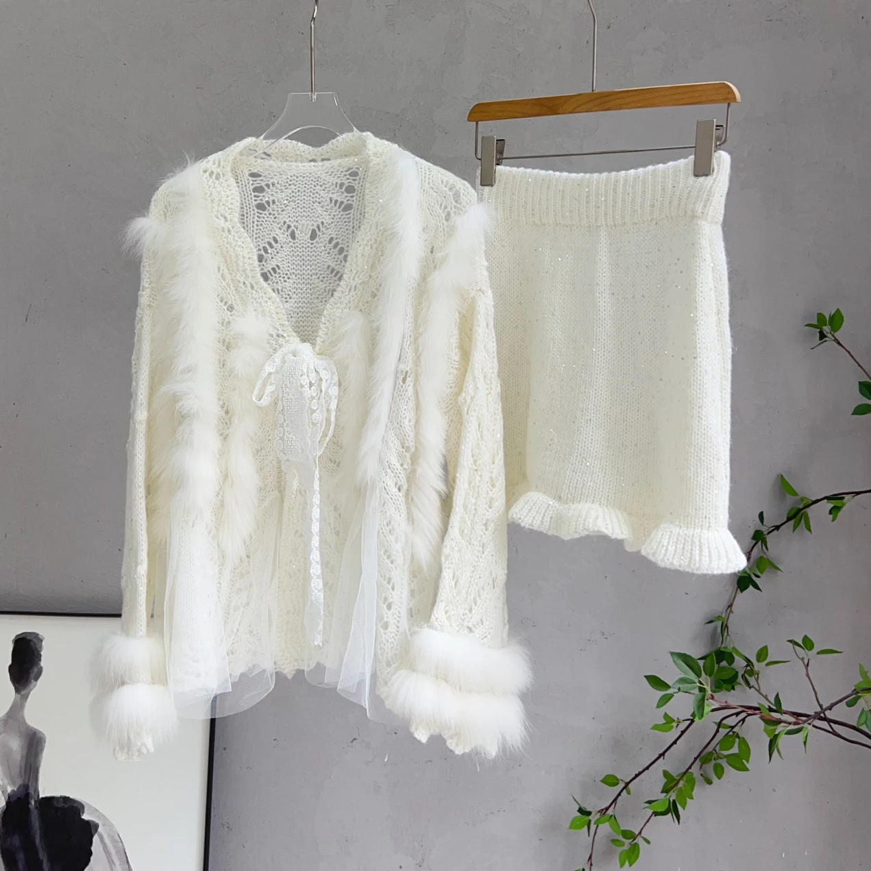 New Winter Women Real Fox Fur Trim Crochet