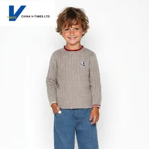 China V-Times Children's O-Neck 100% Cotton Sweater 2026 Spring Autumn New Boys' Girls' Knitwear Top