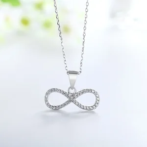 Personalized 925 Sterling Silver Pendants 3A Cubic Zirconia Rhodium Plated Infinity Symbol Custom Logo Pendant