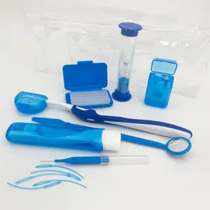 Daily Care Full Set Orthodontic Oral Hygiene Cleaning Care Handy Dental Tool Travel Kit Toothbrush Mirror Threader Floss Wax