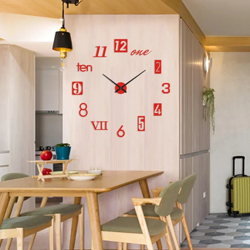 Factory Direct Supply Large Acrylic DIY Silent Three-Dimensional Wall Clock Simple Living Room Art Clock Wall Sticker Box