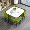 [1 mesa 4 sillas losa de roca] mesa cuadrada - terciopelo verde claro