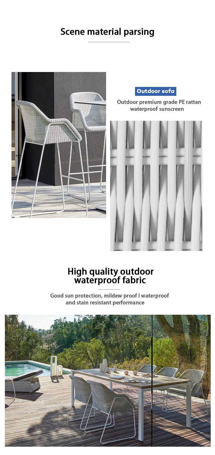 Nordic Style Outdoor Sofa Villa Courtyard Waterproof And Sunscreen