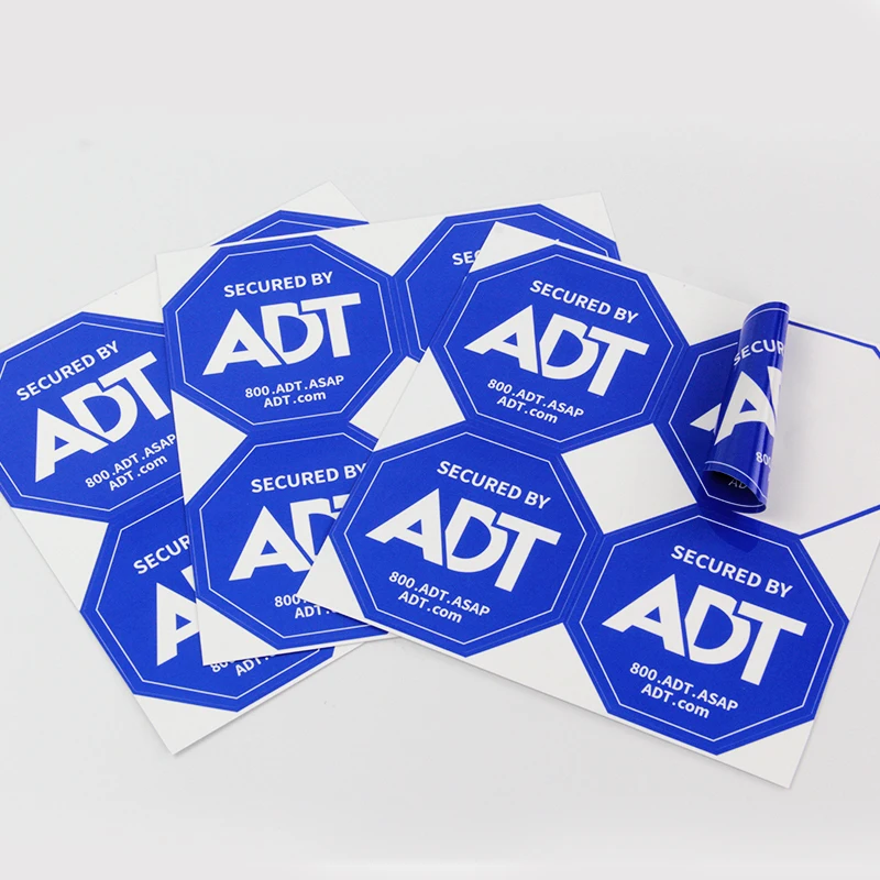 ADT Security Sign Outdoor Durable UV Proof Printing Custom Reusable Removable  Window Decal Double Sided Sticker