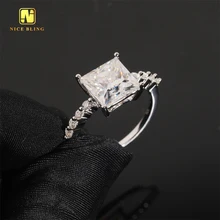 Princess Cut Diamond Wedding Rings GRA Certificate Iced Out Women Jewelry 925 Silver Moissanite Engagement Ring For Women