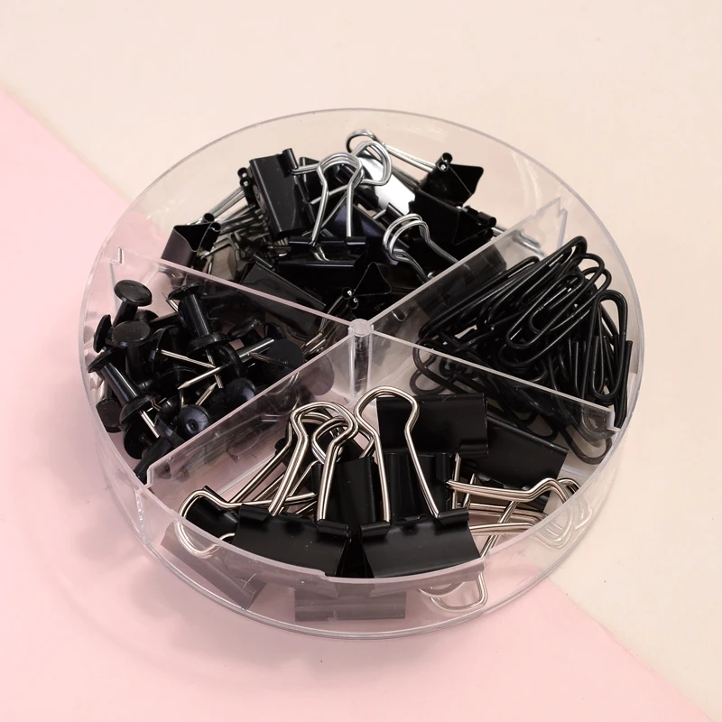 Factory Wholesale Custom Eco Friendly School Supplies 4 in 1 Accessory Paperclip Push Pin Mini Office Stationery Set Binder Clip