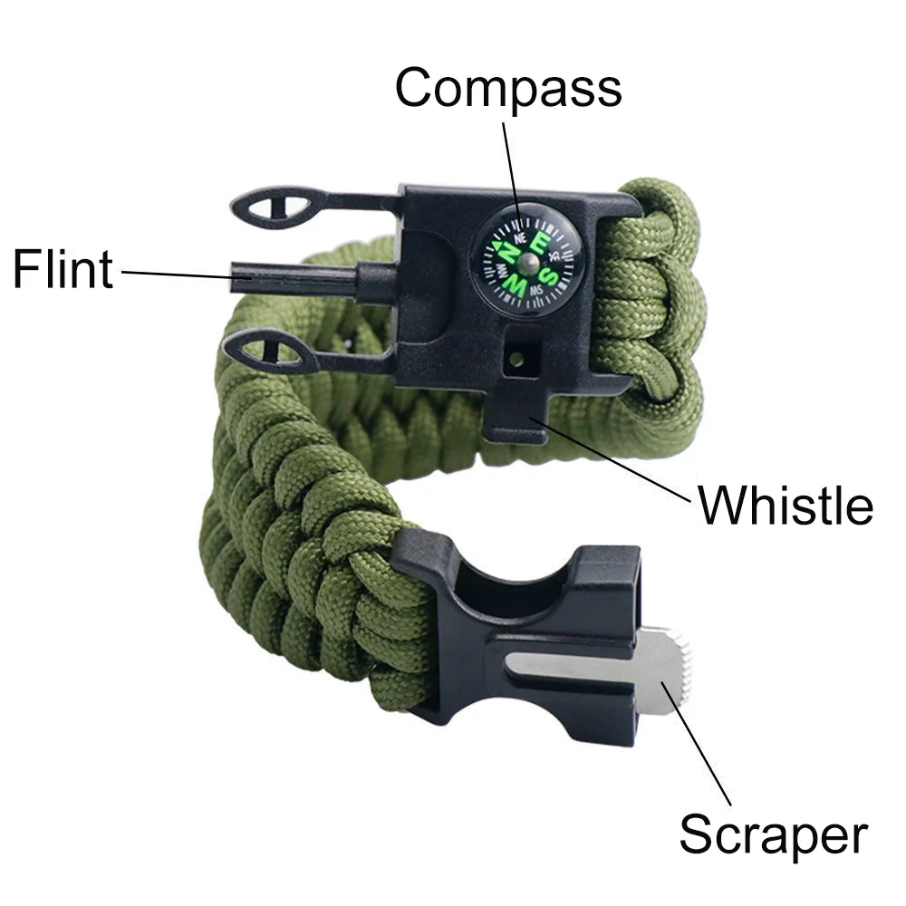 Paracord Survival Bracelet - 4 Pack Survival Kit Firestarter Bracelets -  Includes Compass, Flint, Whistle And Parachute Cord | Fruugo BH