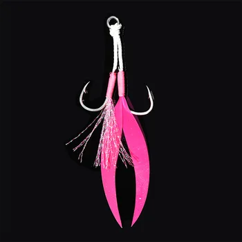 Cheery High Quality Double Hook Metal Jig with High Carbon Steel Hook Ribbon Silicone Skirt Fishing Lure for Marine Fishing – Soft Lure – view 5
