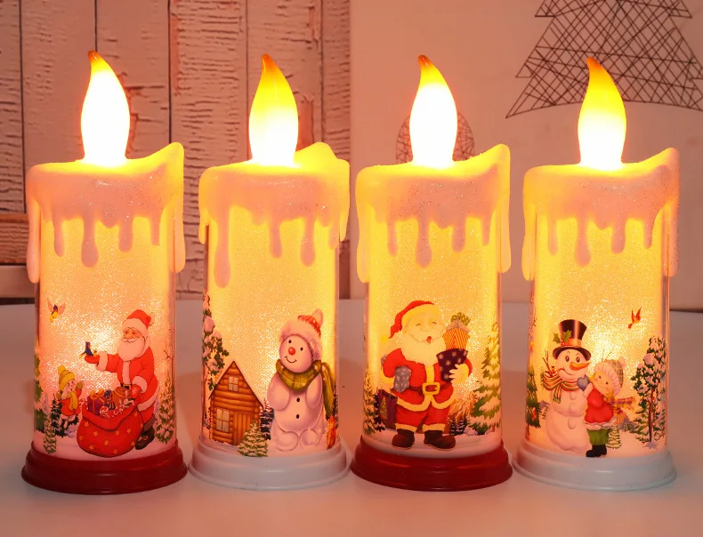 YY42 Led Simulation Flame Candle Santa Claus Snowman Decoration Night Light Christmas Decoration Candle Lights
