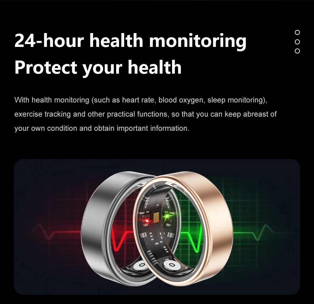 Heart Rate Blood Oxygen Health Monitoring Smart Rings 5ATM Waterproof Sports Mode SR06 Smart Ring for Sleep Tracker