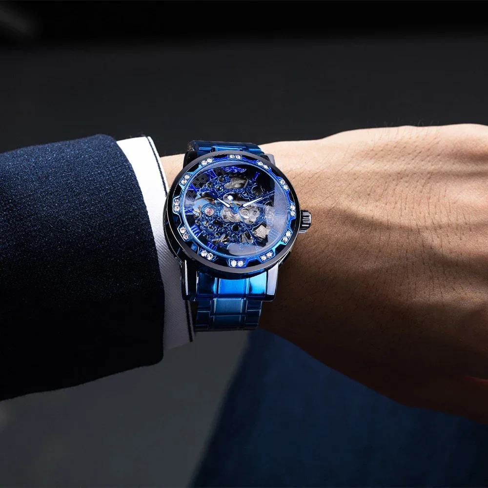 Luxury Blue Stainless Steel Mechanical Watch