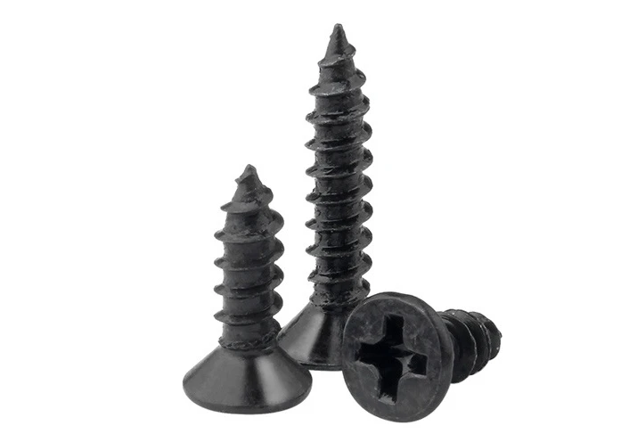 Direct deal carbon steel Cross flat head self tapping screw Black ISO 4mm Black Screws for Wood Box factory