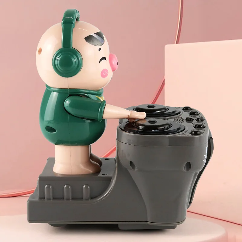 Fashion Dynamic Music Light DJing Swing Dancing Little Cute Kids Dj Pig Electric Toy