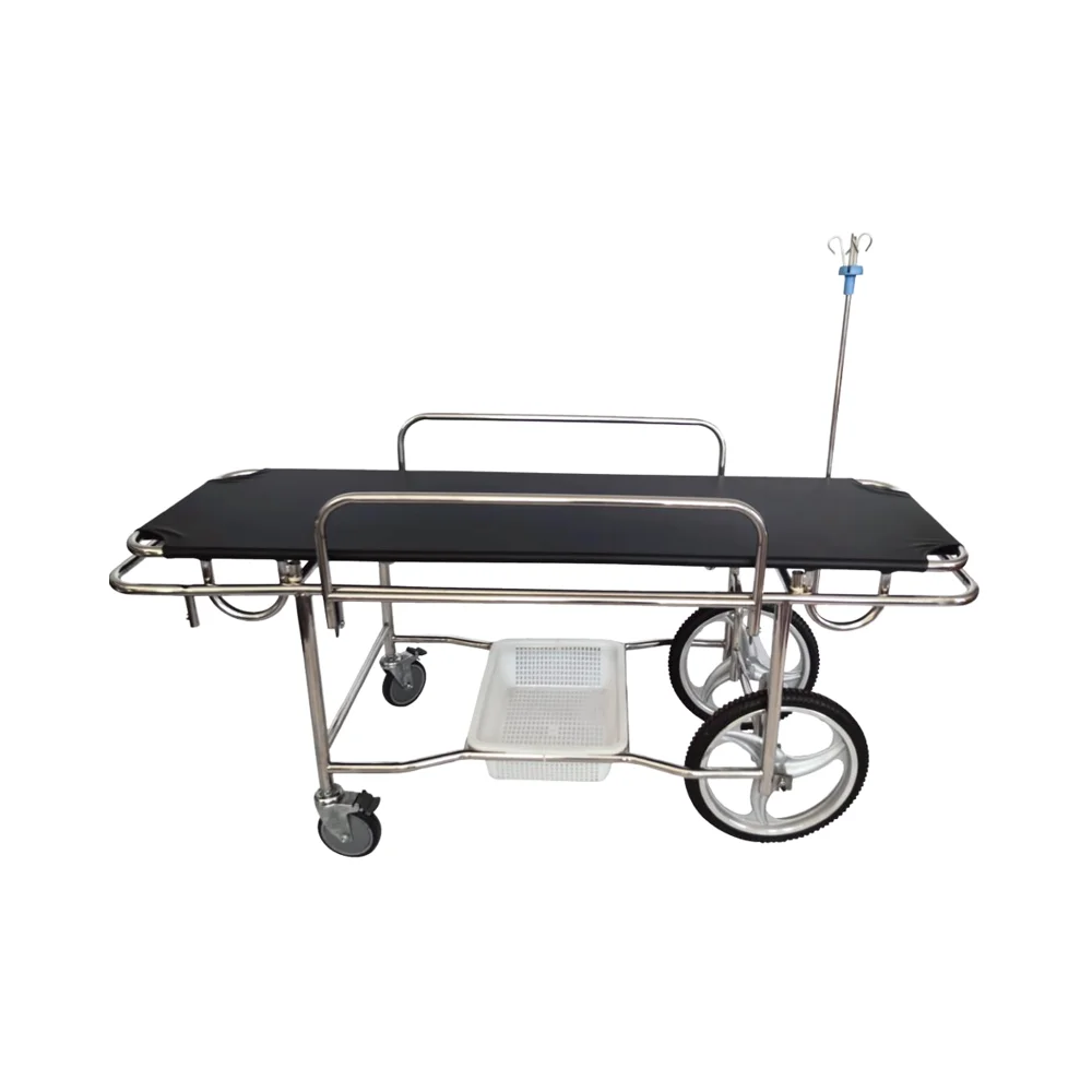 Patient Transport Stretcher Adjustable Spring Net Surface Large Wheels Cold-rolled Steel Aluminum Foldable Durable School 6