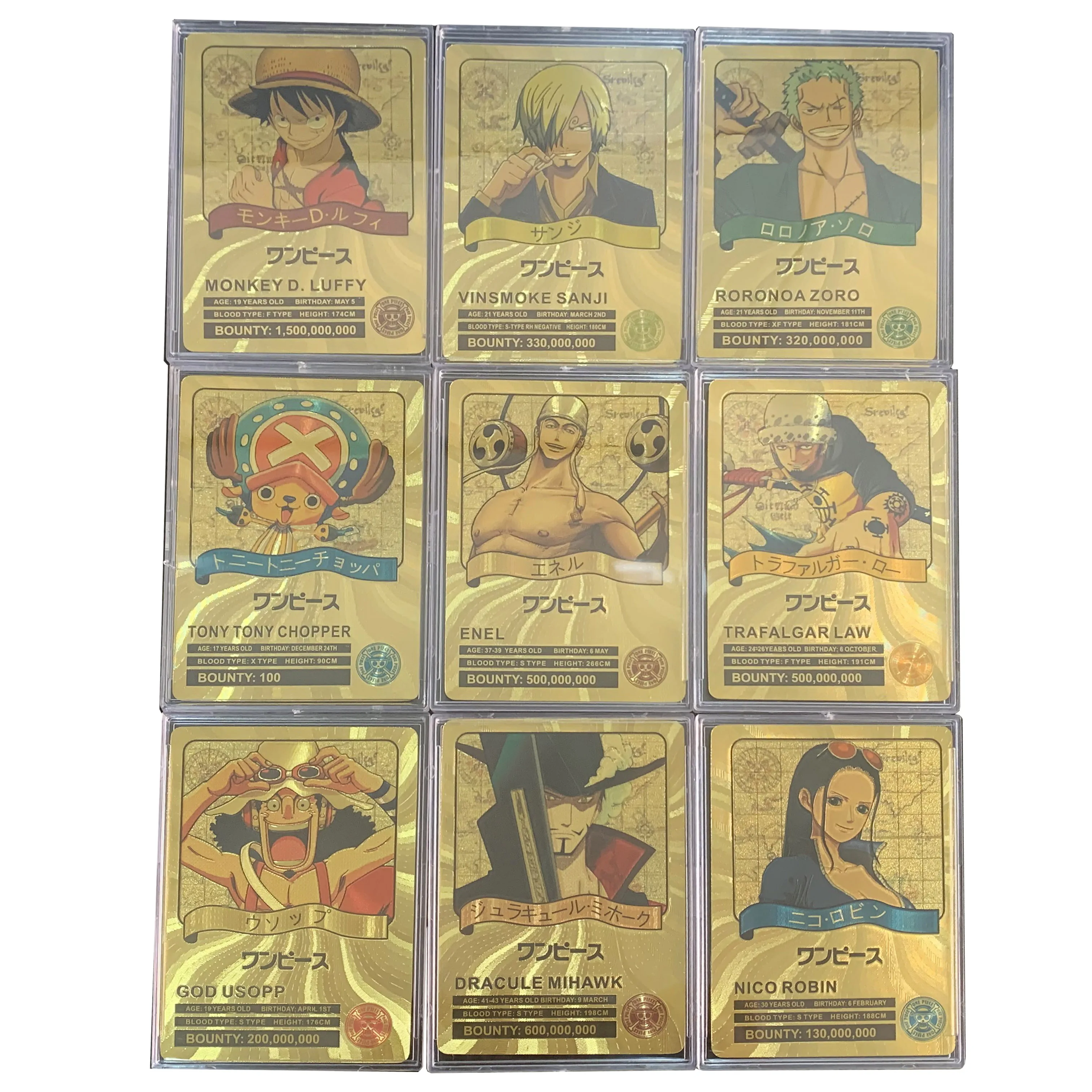 18pcs/lot Japanese manga one piece WANTED cards Anime golden