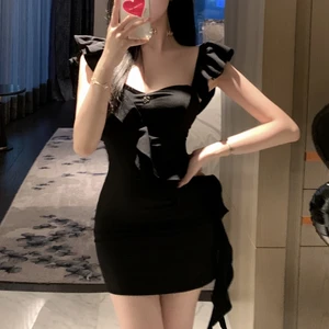 Women's Sleeveless Spaghetti Strap Woven Tight Mini Dress - Slim-Fitting, Perfect for Summer Daily Casual Wear