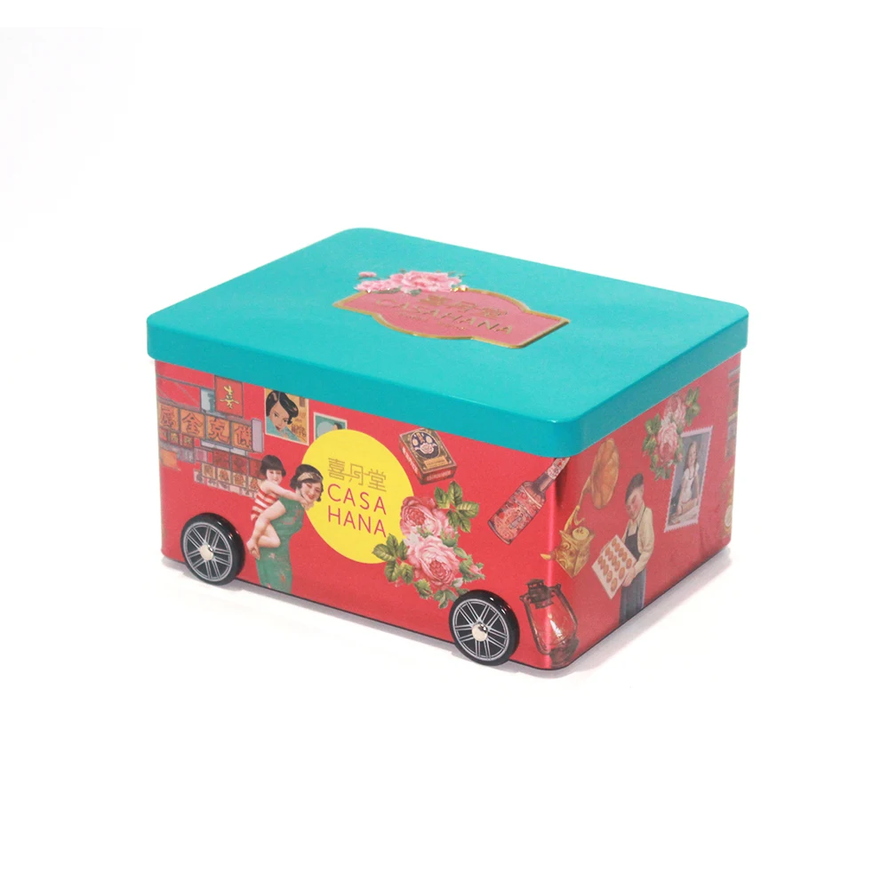 Customized Big Rectangle Car Model Iron Box With Wheels Removable Lid