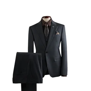 Men's Professional Formal Striped Suits Business Casual Banquet Wedding Dress Single Breasted Closure Zipper Fly Plus Size