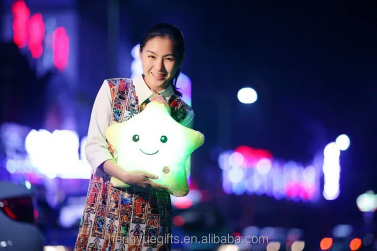 Valentine's Day Creative 34CM Glowing Pillow Led Light Colorful Luminous Stars Plush Toys For Kids Children