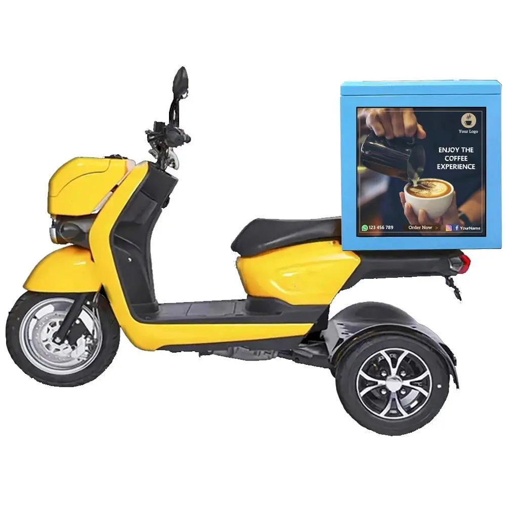 High Quality Full Color Three Sides Delivery Box Led Display for Motorcycle Led Screen Advertising Box