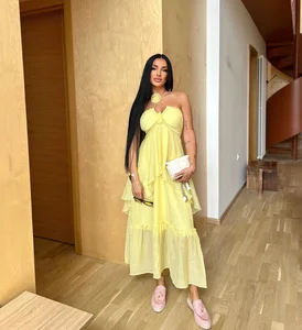 STOCK 3Colors 3D Flower Women Dress Sleeveless Ruffle Maxi Dress Jewel Diamond Summer Robe S-XL