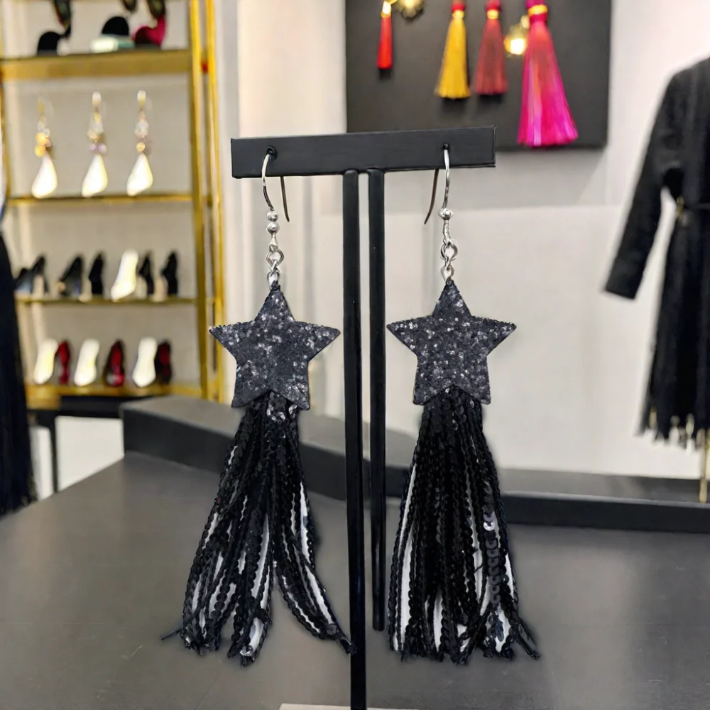 ZSHER2432Unisex Holy Festival Black Series Long Tassel Earrings 24.32 Million Shining Star for Engagement and Anniversary details