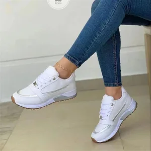 Women Spring Color Matching Casual Comfortable Artificial PU Upper