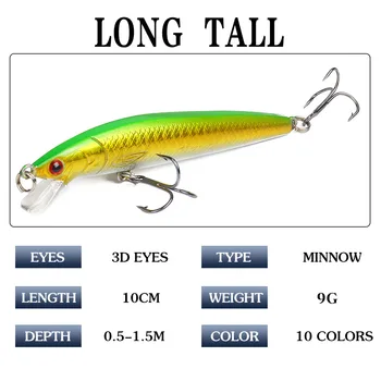 10cm/9g ABS Ringing Bead Hard Bait Lure Plastic Minnow Bait for Tuna Salmon Catfish-Freshwater & Saltwater Use Lake Fishing – Minnow – view 5