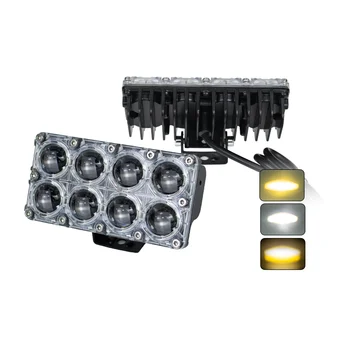 LED Motorcycle Super Bright Spotlight Dual Color LED Driving Light Waterproof Double Row 8LED Motorcycle Light