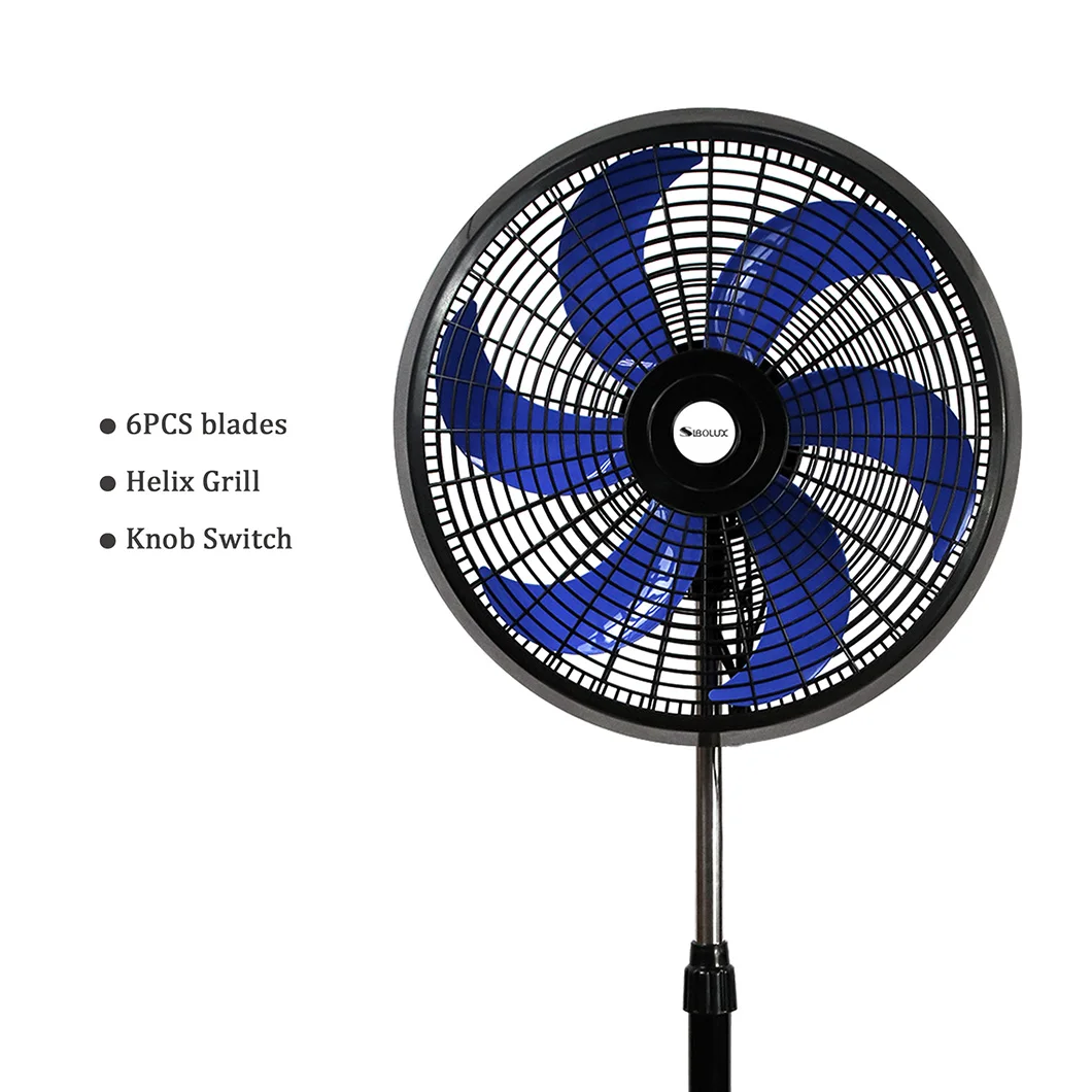 New Arrival Modern Design Solid Base and 6 Blades 65w Big Powerful Cooling 18 Inch Standing Fan with AC Power Plastic Grill