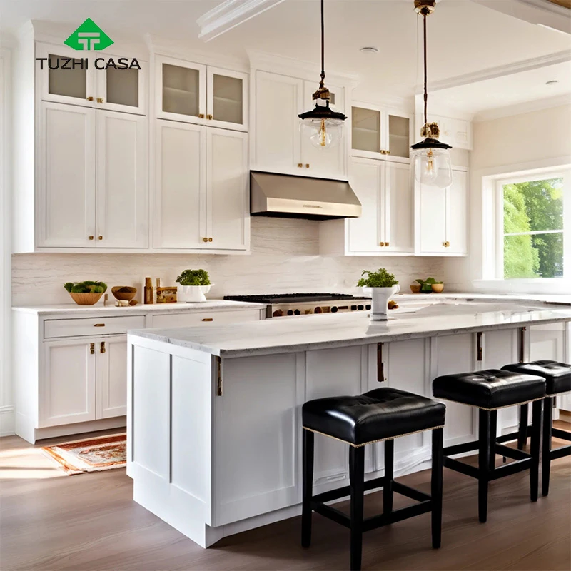 Tuzhi Casa 2024 Modular White Gloss Mini Kitchens Low Design Luxury Organizer Custom Mini Shaker