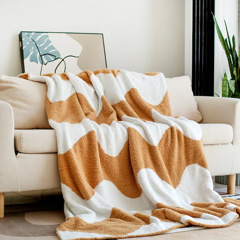 Super Soft Knitted Blanket 100% Acrylic simple jacquard pattern suitable for all seasons warm