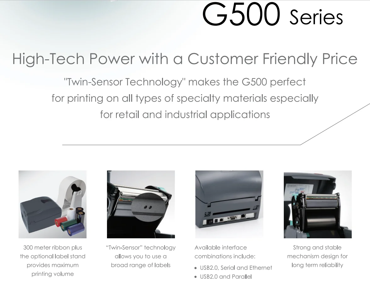 Low Cost  High Performance Godex G500U 4inch Desktop Thermal Barcode Printer USB Label Printer Barcode Printing Machine
