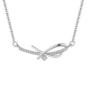 Fashion Dainty Bowtie Pendant Luxury S925 Sterling Silver Link Chain Necklace for Women