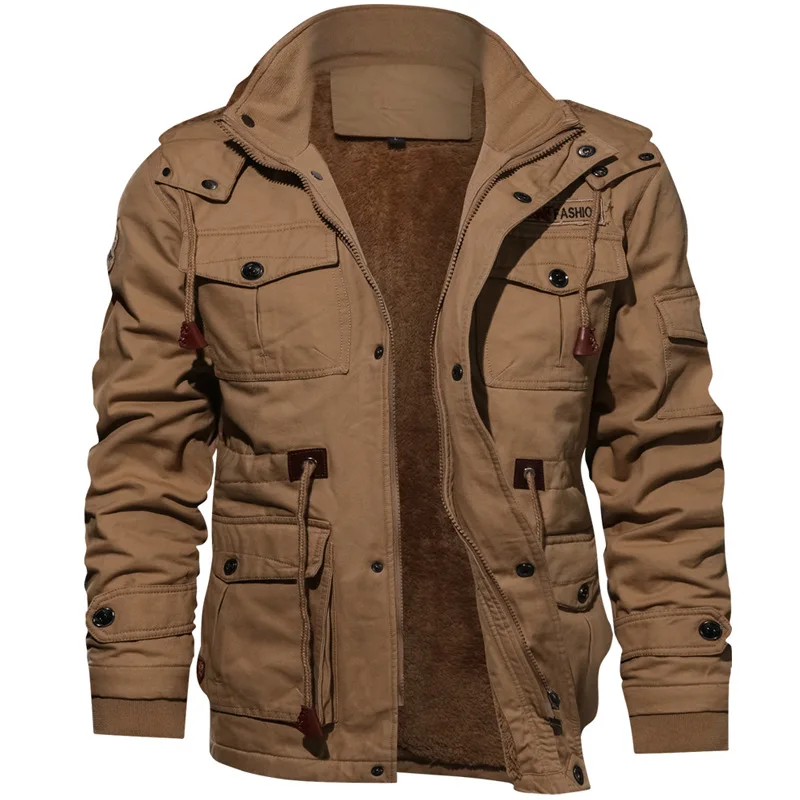 Men's Hooded Winter Jacket With Stand Collar And Warm Fleece Lining_voghion.com