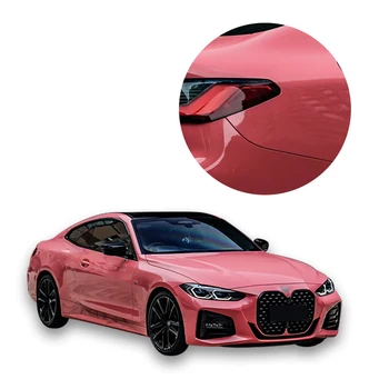 New arrival Glossy light pink car wrap vinyl/Pink car wrap/PET vinyl car wrap pink 1.52*17M