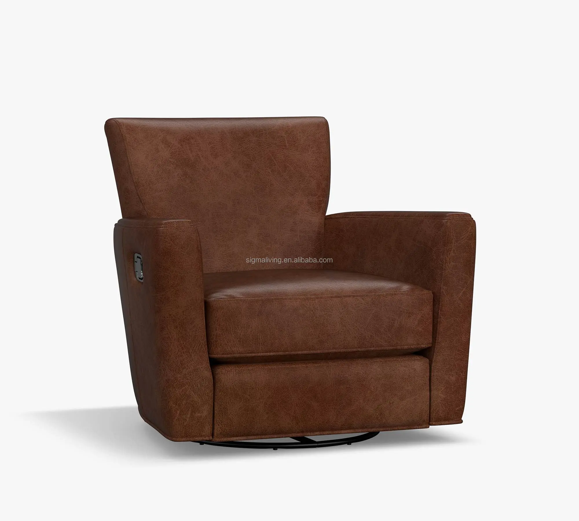 recliner chair living room furniture square arm leather grand swivel recliner