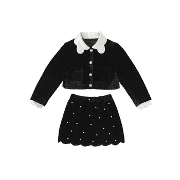 2024 girls' autumn clothes New Baby Girl's western style Suit Girl's short skirt two-piece suit