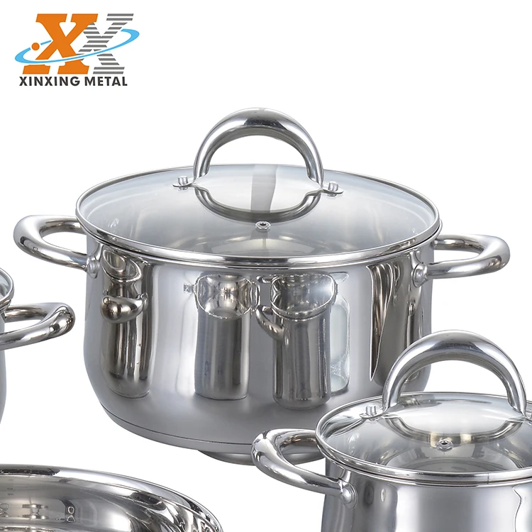 New Design 10Pcs Home Cooking Cookware Pots Stainless Steel Cookware Set With Glass Lid manufacture