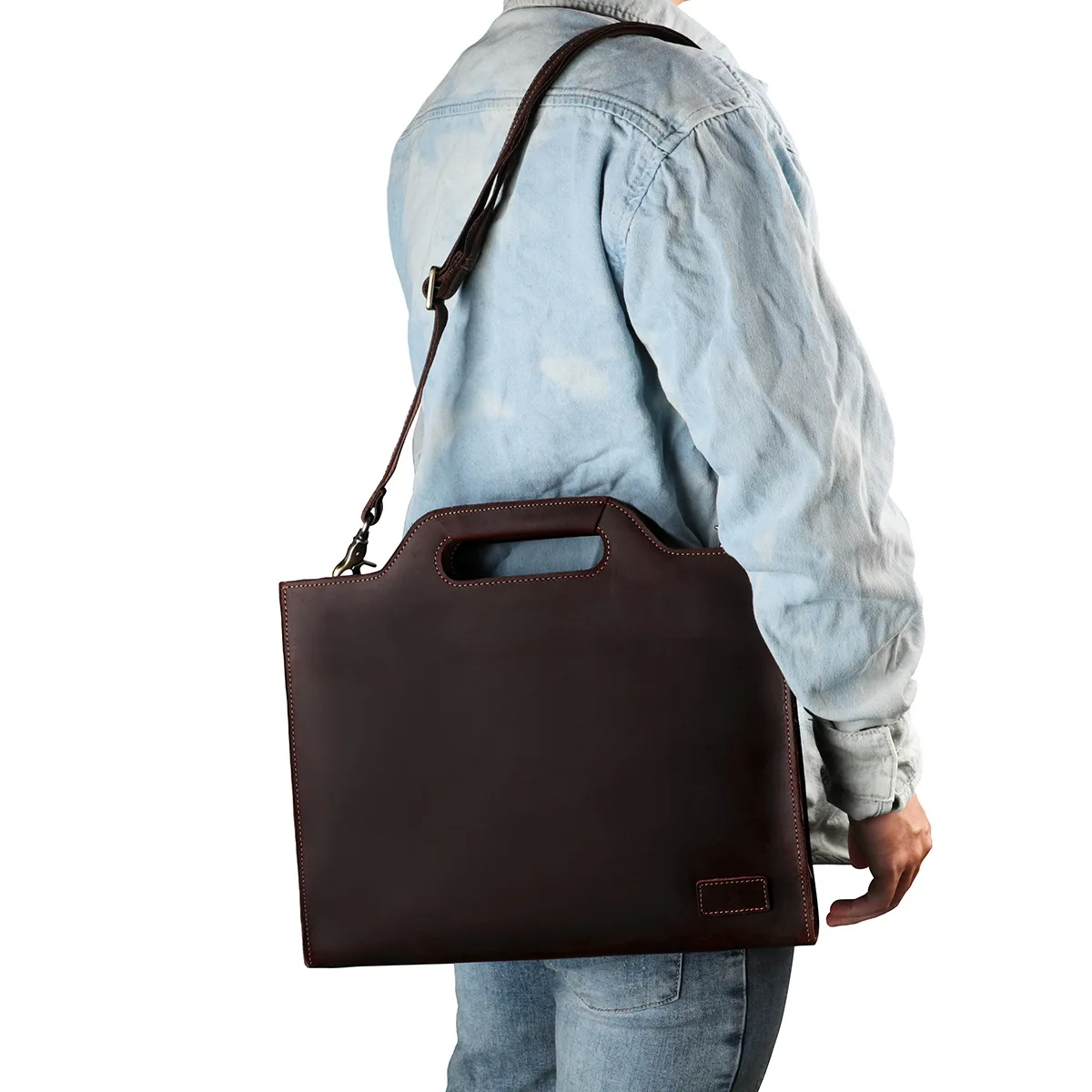 Wholesale Price Full Grain Leather Cow Hide Case Messenger Business Bag Real Genuine Full Leather Computer Laptop Briefcases