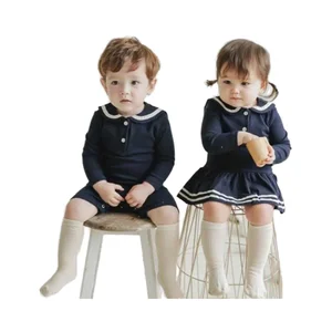 Girls Toddler Knitted Polyester/Cotton Romper Ruffles Long Sleeve Infant Jumpsuit Quick Dry Eco-Friendly Knee-Length for Spring