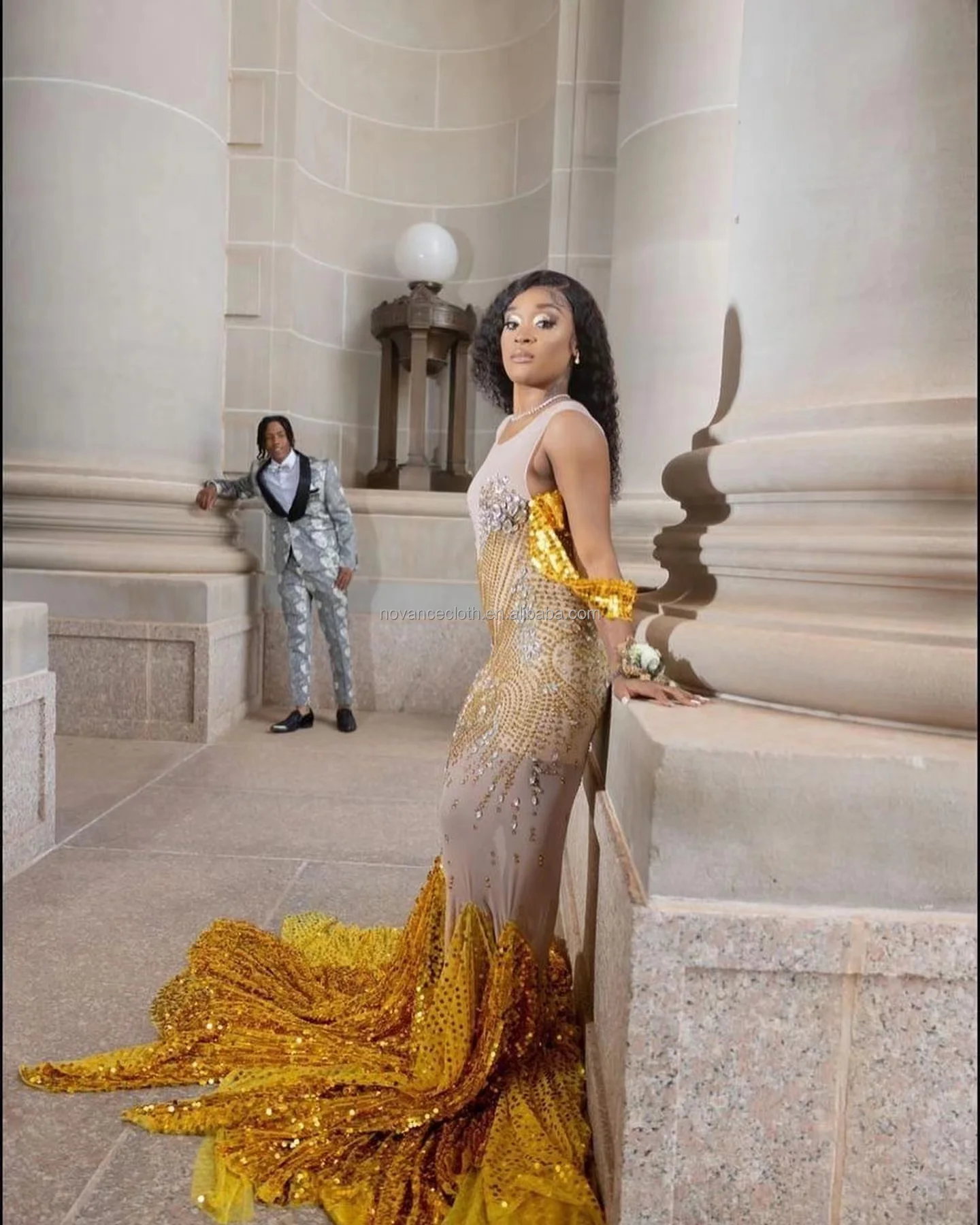 Vestidos de noche para baile de graduación, vestidos de noche sexys de  corte bajo con adornos de diamantes de diseño a la moda, vestidos de noche  para